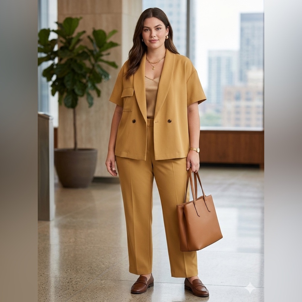 Worthington Mustard Yellow Wide-Leg Trousers